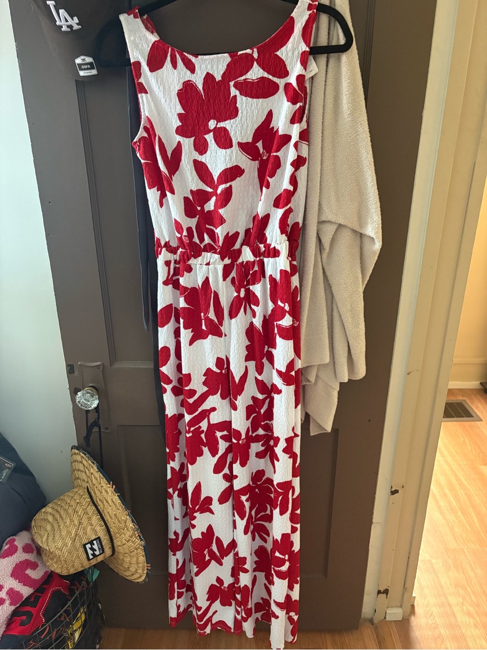 Red Floral Sleeveless Maxi jumpsuit - Women